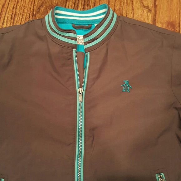 Original Penguin Boys Spring Jacket. Grey and Turquoise. Size 5/6 - Picture 2 of 8